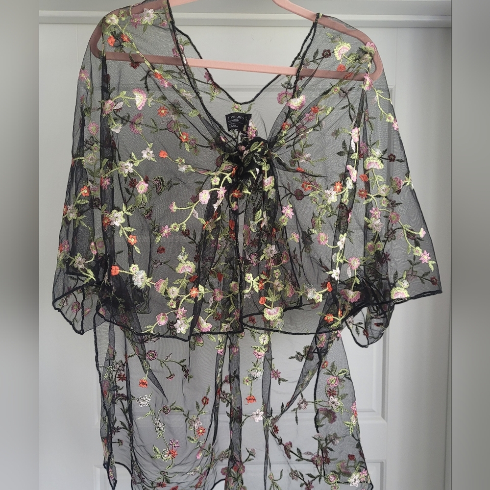 Sheer Floral Shawl